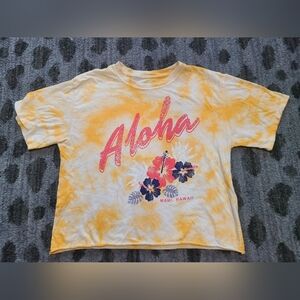 Aloha Yellow Tiedye Cropped Tee sz S
